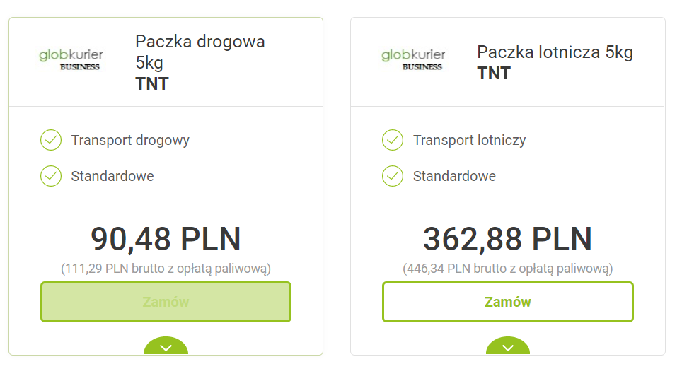 Ceny kurier TNT w GlobKurier.pl