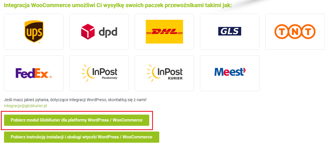 wtyczka woocommerce, integracja woocommerce globkurier.pl