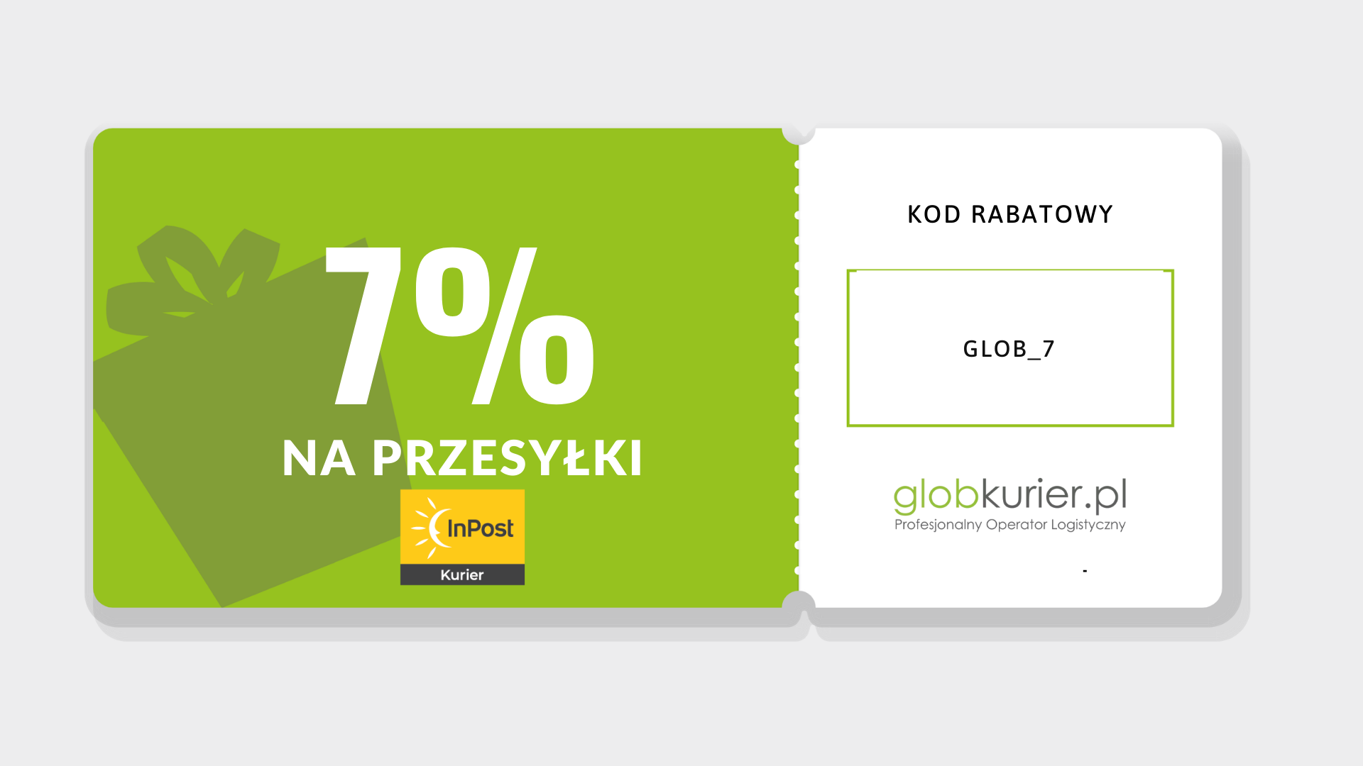 Kupon rabatowy 7 na przewoźnika InPost kurier z Globkurier.pl