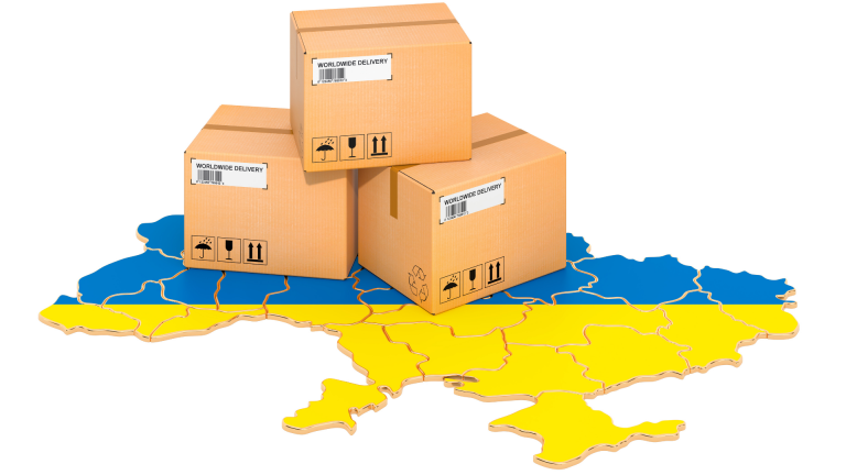 mapa Ukrainy z przesyłkami