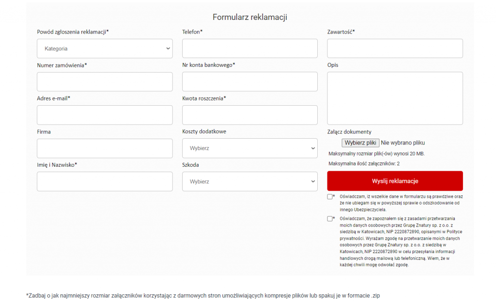 globkurier formularz reklamacyjny