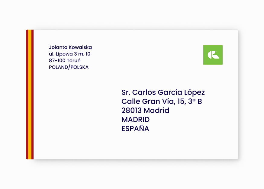 jak zaadresować list do hiszpanii