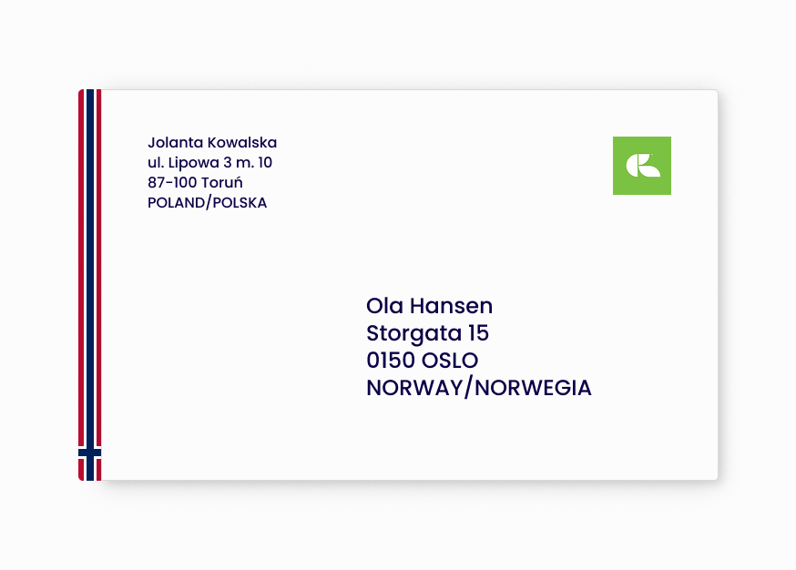 jak zaadresować list do norwegii
