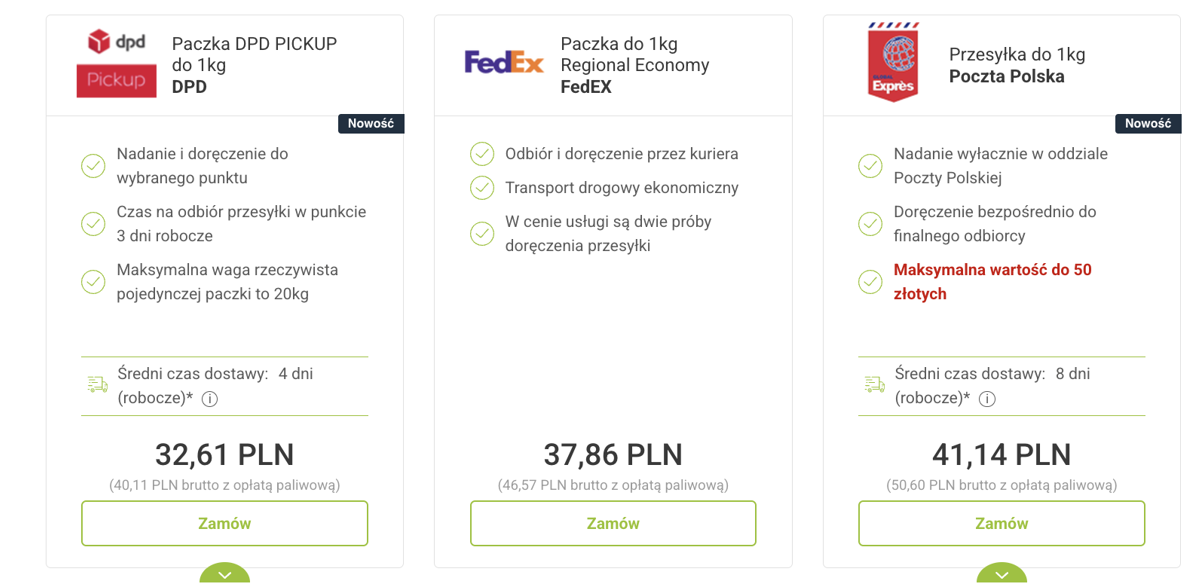 list do Irlandii cena